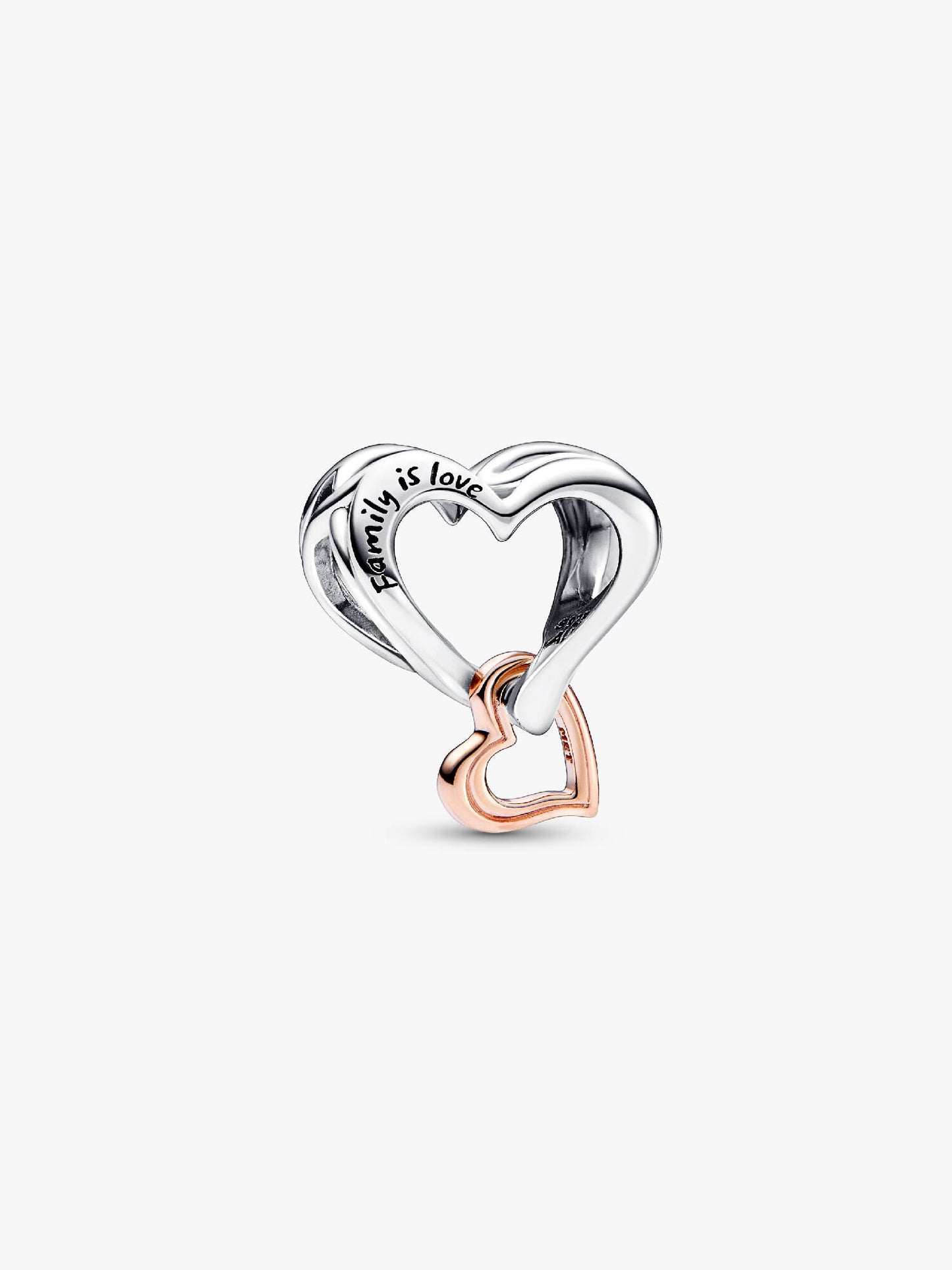 Two-tone Openwork Infinity Heart Charm Sterling Silver S925 Hallmarked Bracelet Charm | Gift for Her
