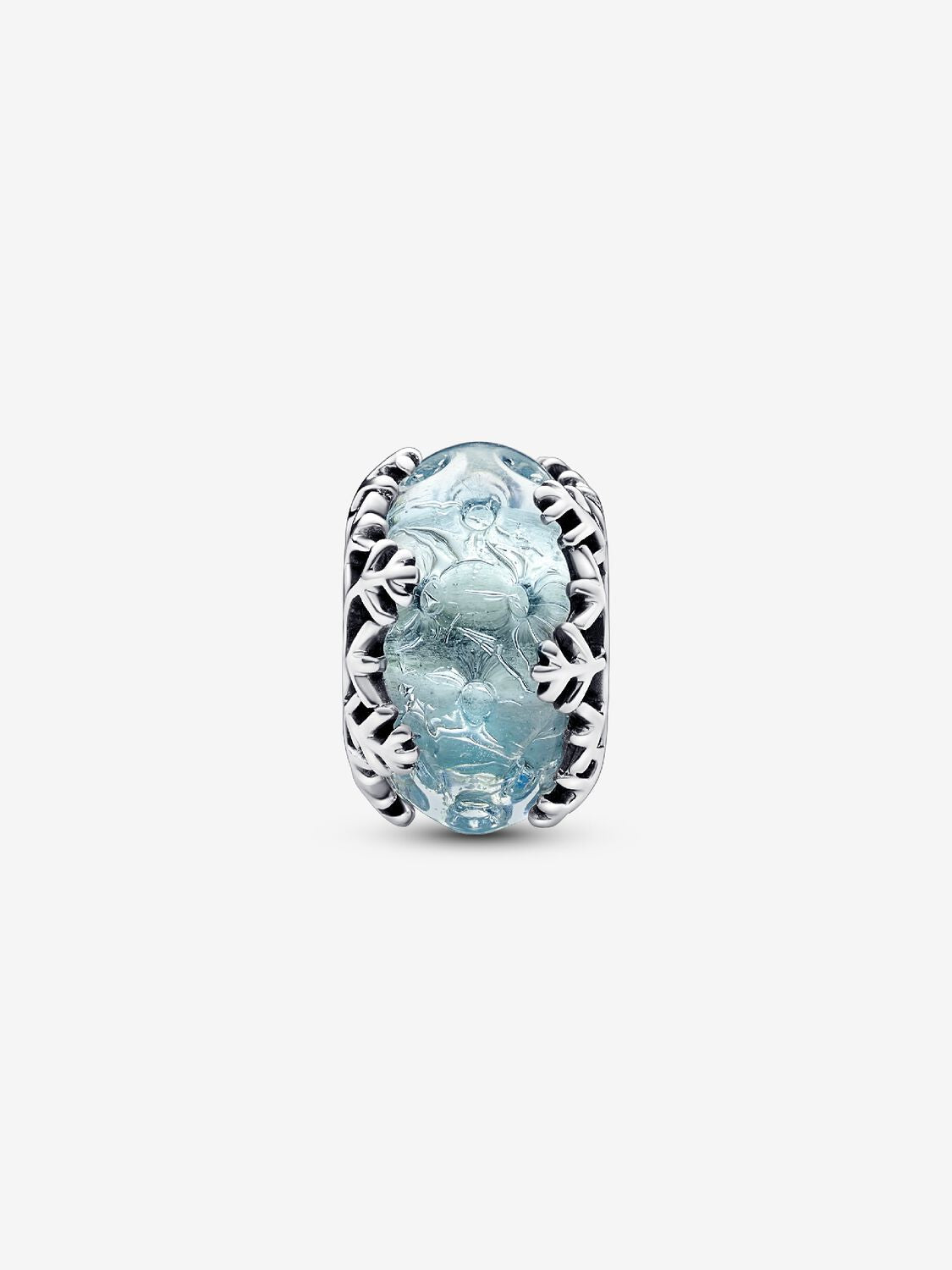 Winter Blue Snowflake Murano Glass Charm Sterling Silver S925 Hallmarked Bracelet Charm | Gift for Her