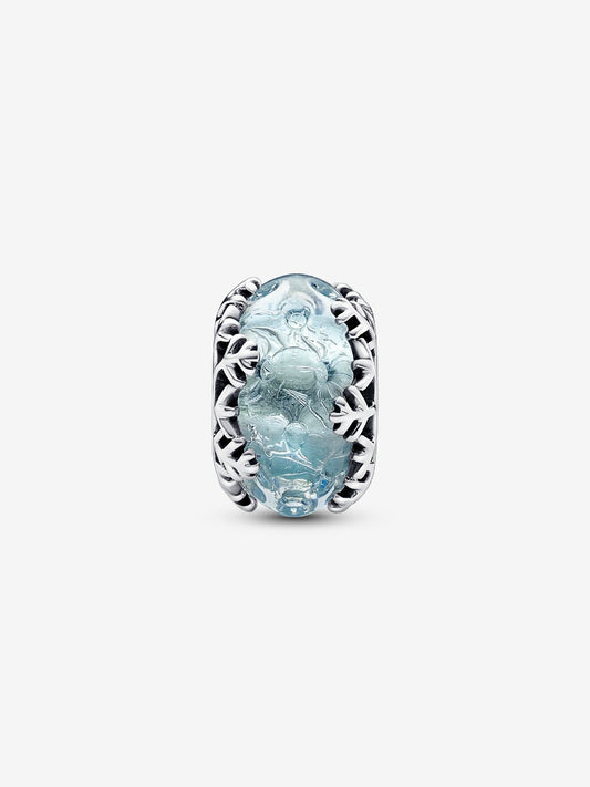 Winter Blue Snowflake Murano Glass Charm Sterling Silver S925 Hallmarked Bracelet Charm | Gift for Her