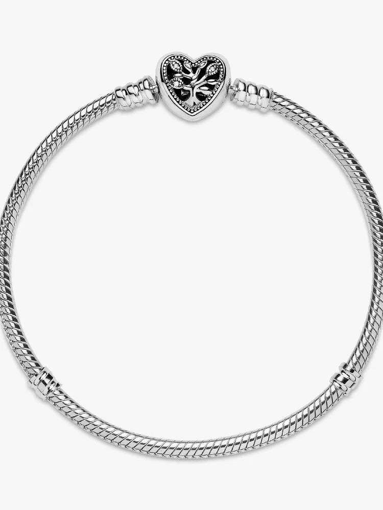 Family Tree Clasp Snake Chain Bracelet Sterling Silver S925 Hallmarked Bracelet | Gift for Her