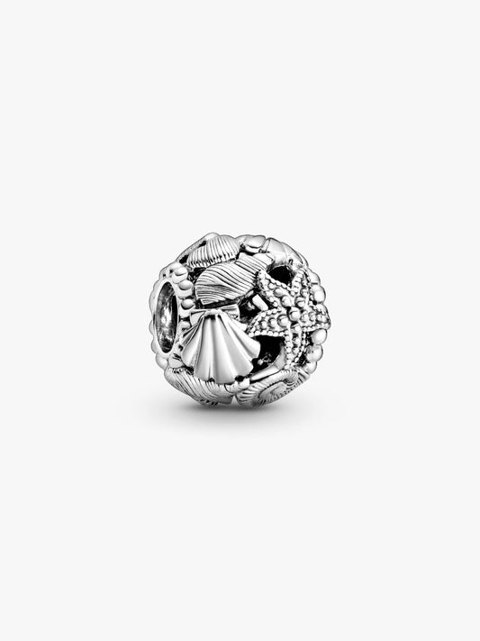 Openwork Starfish, Shells & Hearts Charm Sterling Silver S925 Hallmarked Bracelet Charm | Gift for Her