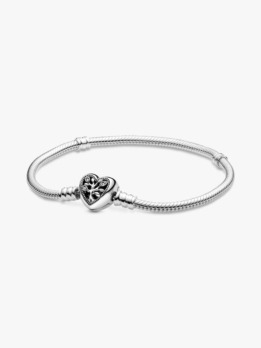 Family Tree Clasp Snake Chain Bracelet Sterling Silver S925 Hallmarked Bracelet | Gift for Her