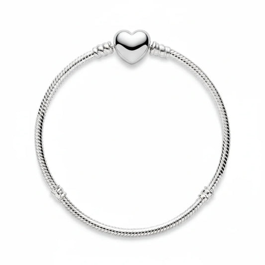 Heart Clasp Snake Chain Bracelet Sterling Silver S925 Hallmarked Bracelet | Gift for Her