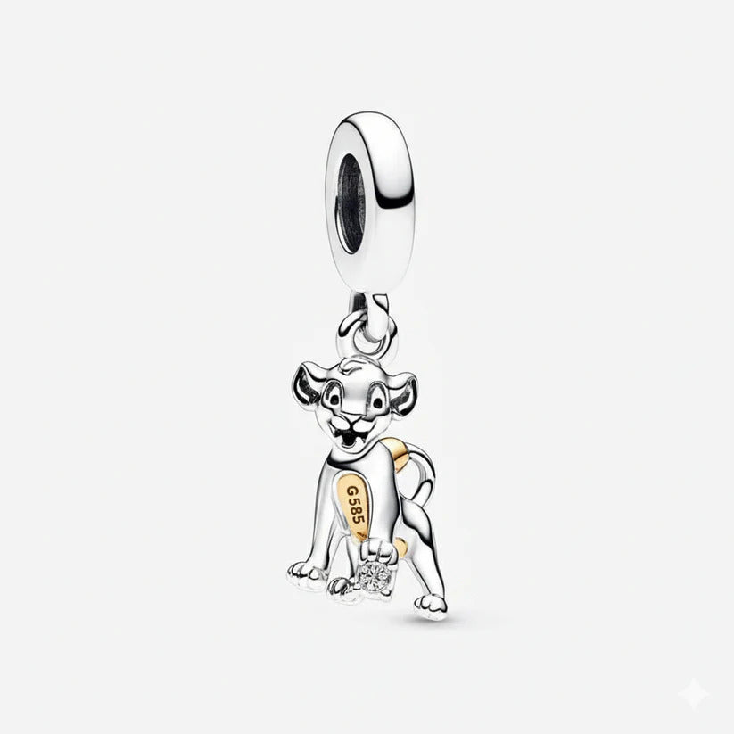 Disney 100th Anniversary Simba Charm Sterling Silver S925 — Gift for Her | Pandora Compatible Bracelet Charm