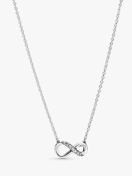 Sparkling Infinity Collier Necklace Sterling Silver S925 Hallmarked | Gift for Her
