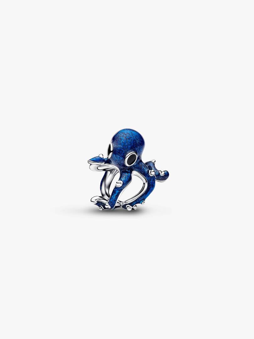 Blue Octopus Charm Sterling Silver S925 Hallmarked Bracelet Charm | Gift for Her