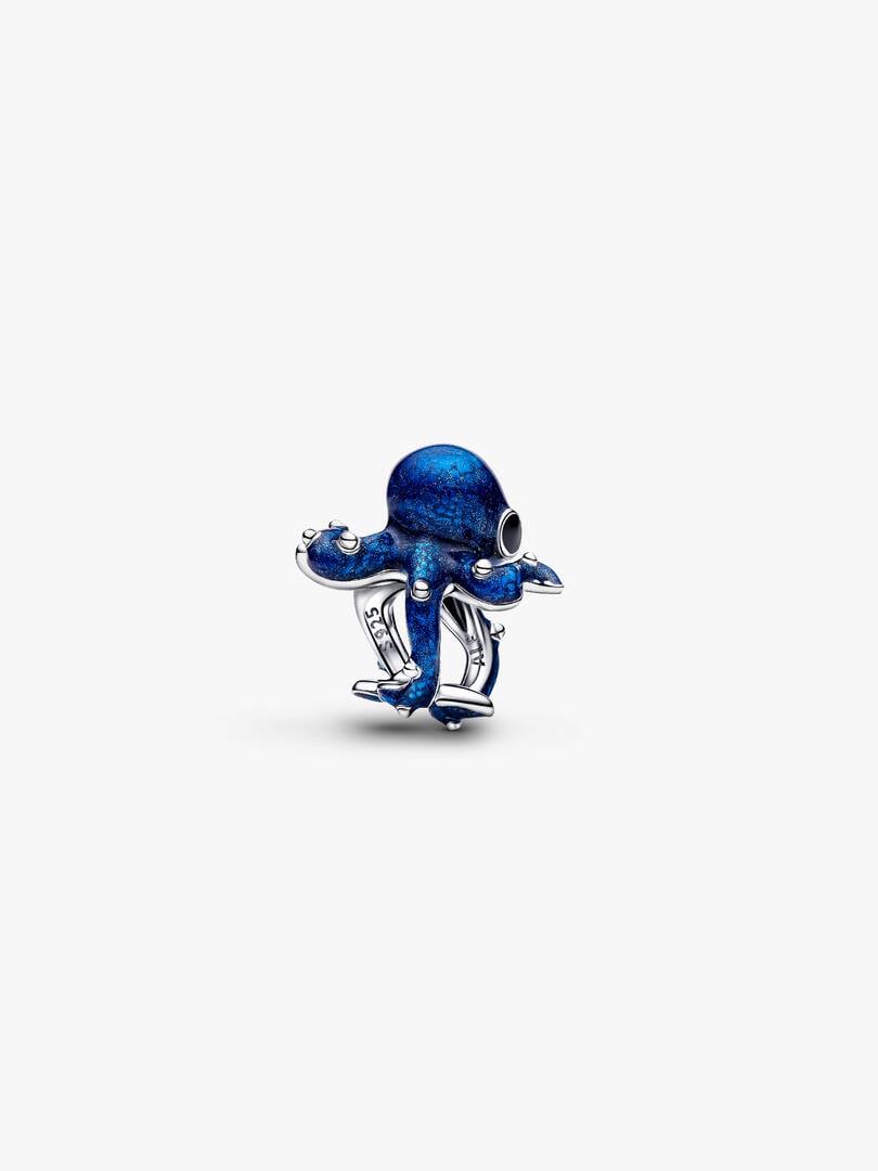Blue Octopus Charm Sterling Silver S925 Hallmarked Bracelet Charm | Gift for Her