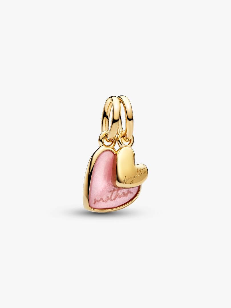 Pink Mother Daughter Splittable Dangle Charm Sterling Silver S925 Hallmarked Bracelet Charm | Gift for Her