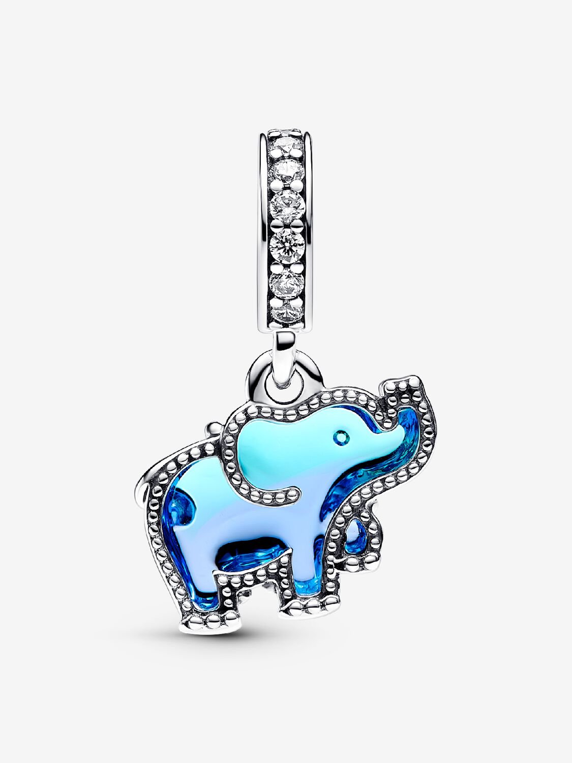 Blue Murano Glass Elephant Dangle Charm Sterling Silver S925 Hallmarked Bracelet Charm | Gift for Her
