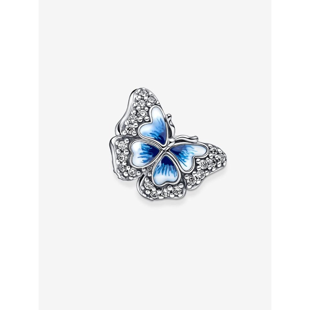 Blue Butterfly Sparkling Hallmarked S925 Sterling Silver Charm | Elegant Nature Jewellery for Her | Charm Bracelet Gift