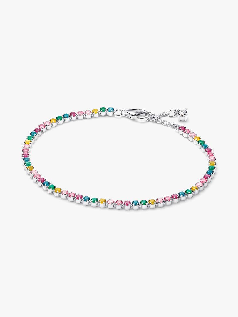 Sparkling Rainbow Tennis Bracelet Sterling Silver S925 Hallmarked Bracelet