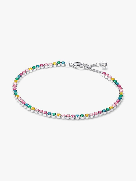 Sparkling Rainbow Tennis Bracelet Sterling Silver S925 Hallmarked Bracelet