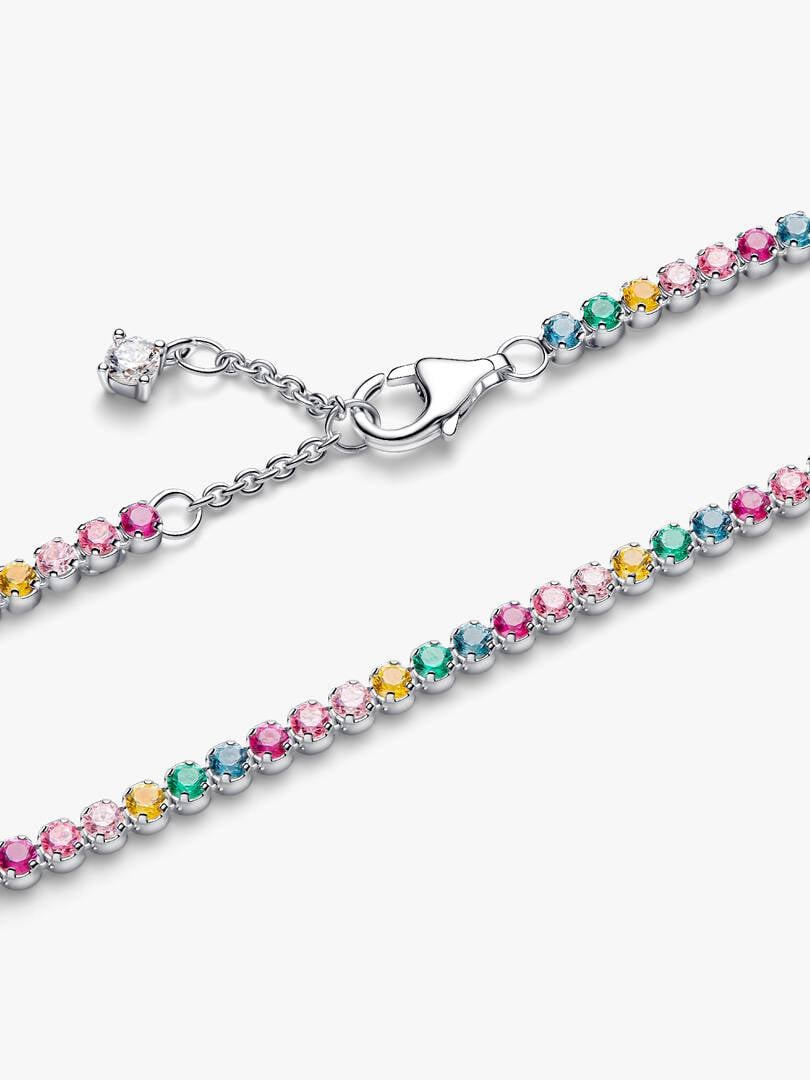 Sparkling Rainbow Tennis Bracelet Sterling Silver S925 Hallmarked Bracelet