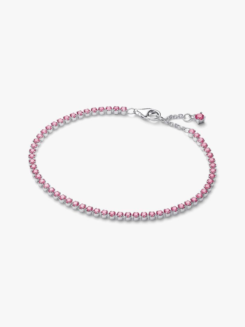 Sparkling Pink Tennis Bracelet Sterling Silver S925 Hallmarked Bracelet