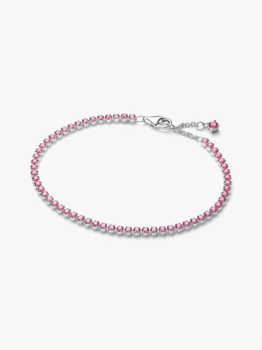 Sparkling Pink Tennis Bracelet Sterling Silver S925 Hallmarked Bracelet
