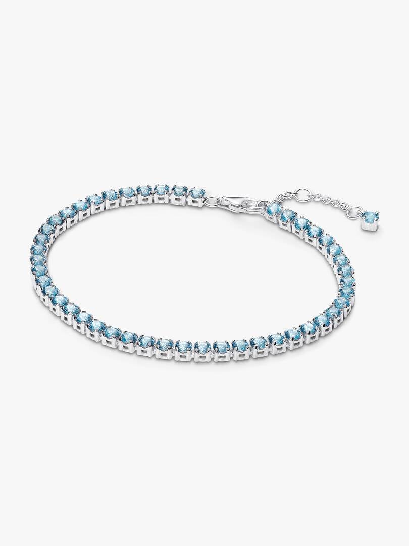 Sparkling Light Blue Tennis Bracelet Sterling Silver S925 Hallmarked Bracelet