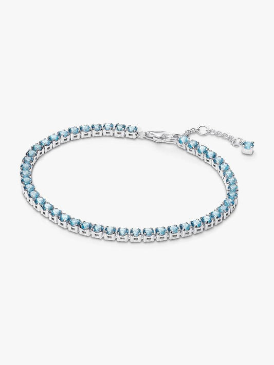 Sparkling Light Blue Tennis Bracelet Sterling Silver S925 Hallmarked Bracelet