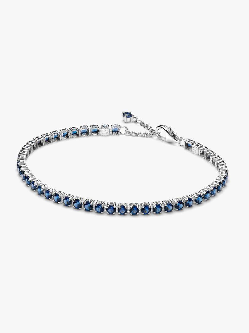 Sparkling Blue Tennis Bracelet Sterling Silver S925 Hallmarked Bracelet