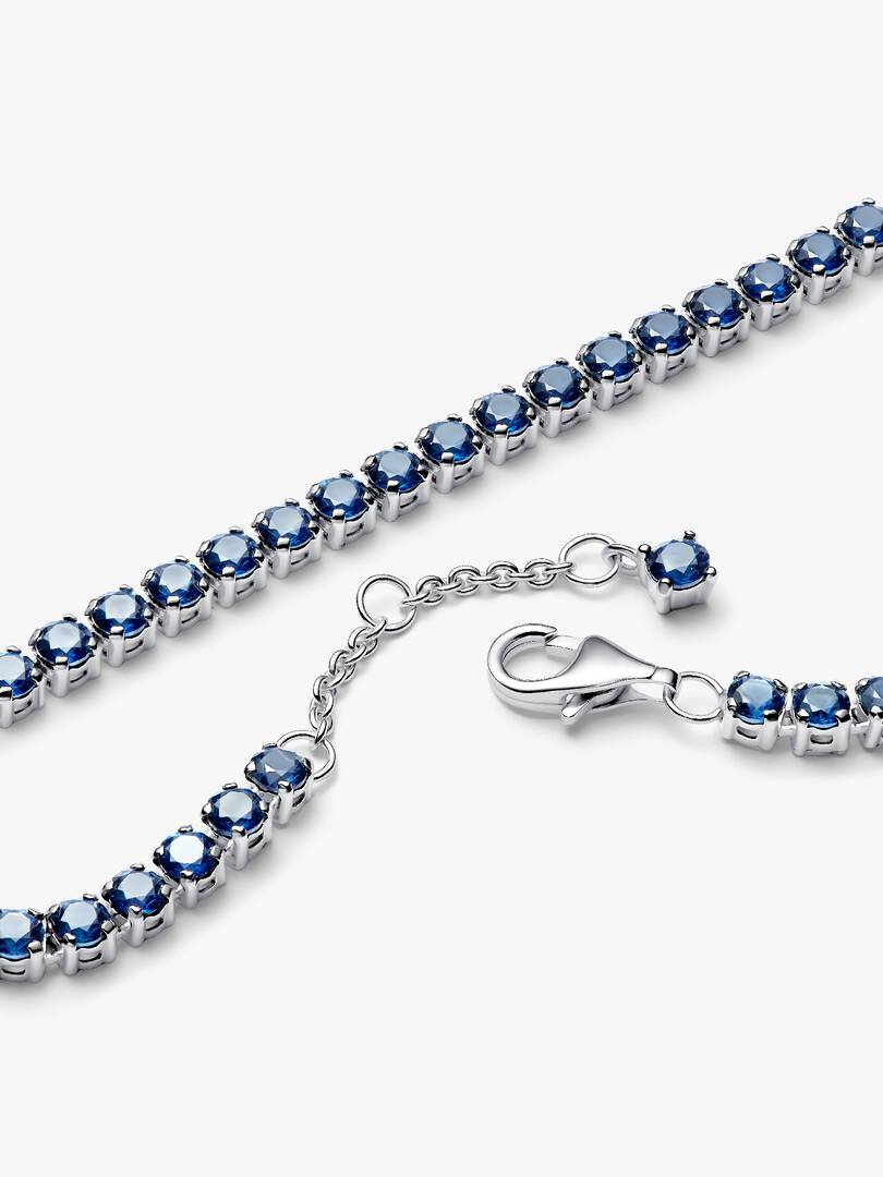 Sparkling Blue Tennis Bracelet Sterling Silver S925 Hallmarked Bracelet
