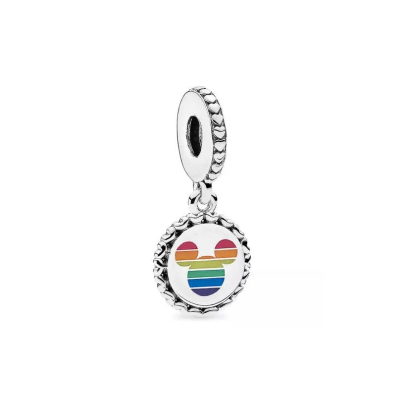 Disney Mickey Mouse Rainbow Dangle Sterling Silver Charm — Gift for Her | Pandora Compatible Charm Bracelet