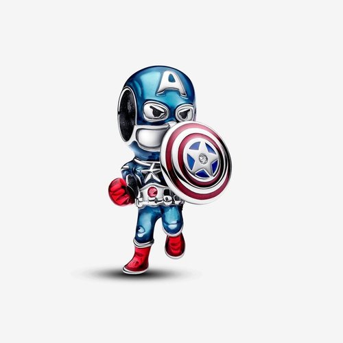 Captain America Charm Hallmarked S925 Sterling Silver