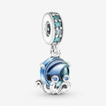Murano Glass Cute Octopus Dangle Charm Hallmarked S925 Sterling Silver