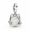 My Best Friend Cat Dangle Charm Hallmarked S925 Sterling Silver