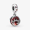 Mickey Mouse & Minnie Mouse Love & Kisses Dangle Charm Hallmarked S925 Sterling Silver