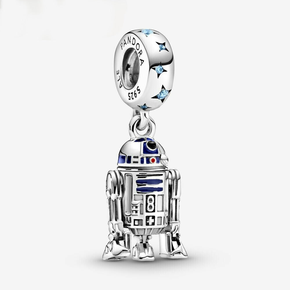 R2-D2 Dangle Charm Hallmarked S925 Sterling Silver