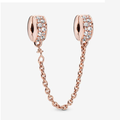 Rose Gold Elegance Safety Chain Charm Hallmarked S925 Sterling Silver