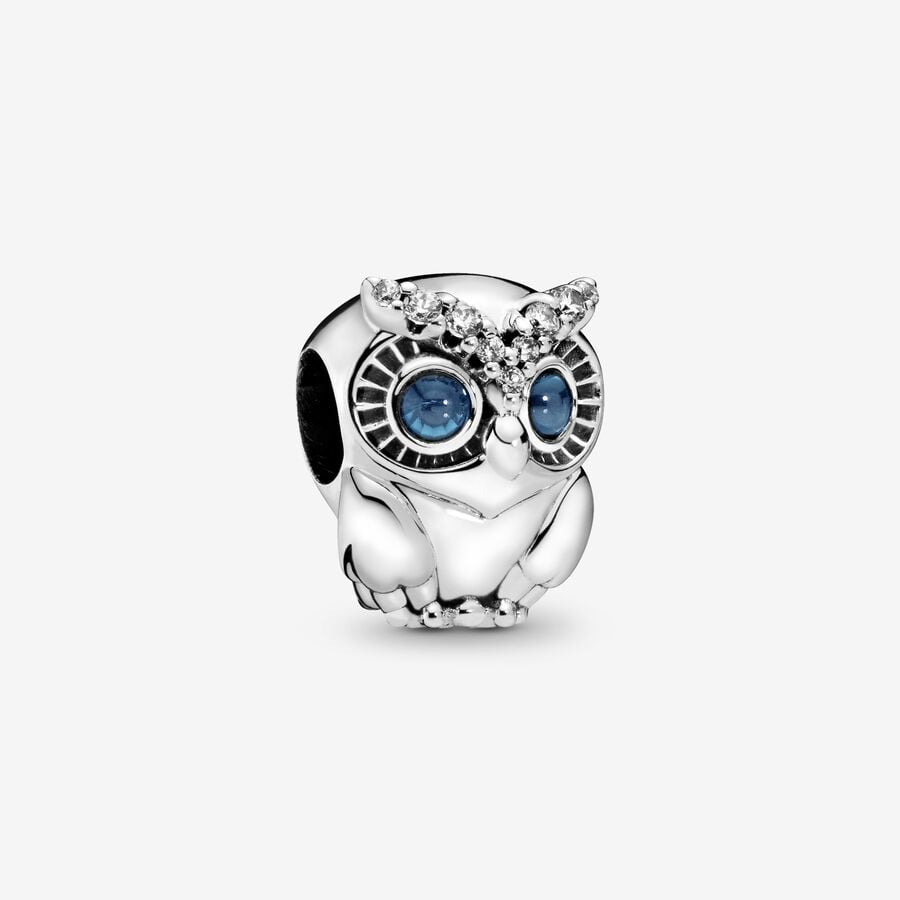 Sparkling Owl Charm Hallmarked S925 Sterling Silver