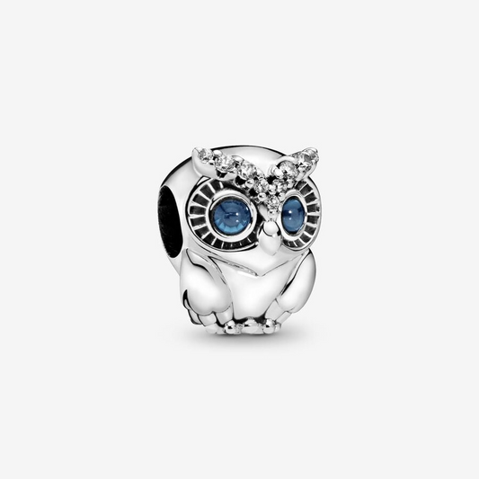 Sparkling Owl Charm Hallmarked S925 Sterling Silver