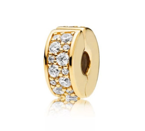 S925 Round Clip Stopper Clear Pink Blue Purple Sterling Silver Charm Collection