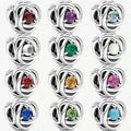 S925 Birthstone Eternity Circle Months Sterling Silver Charms Collection