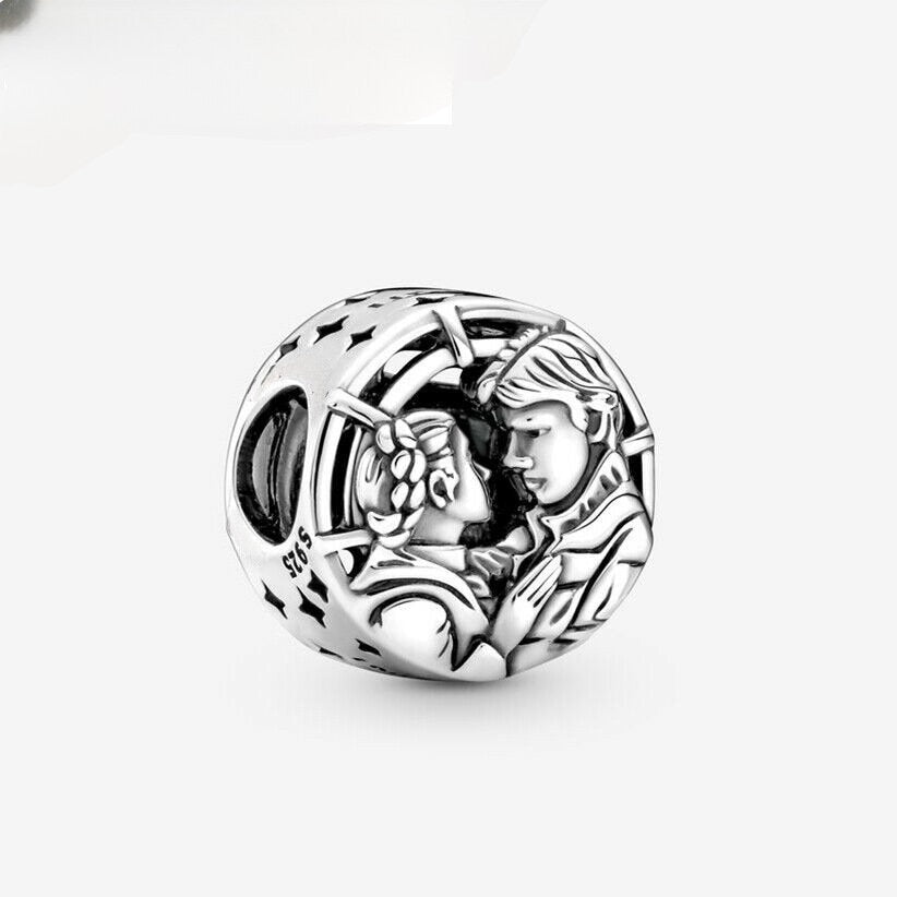 Han Solo & Leia Charm Hallmarked S925 Sterling Silver
