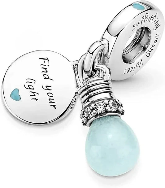 Lightbulb Double Dangle Sterling Silver Charm — Gift for Her | Pandora Compatible Charm Bracelet