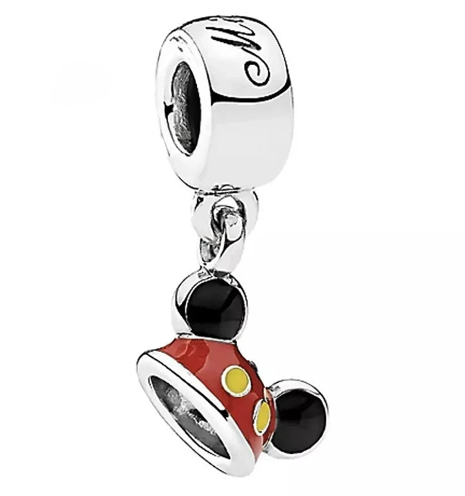 Disney Red Mickey Mouse Ear Hat Sterling Silver dangle Charm — Gift for Her | Pandora Compatible Charm Bracelet