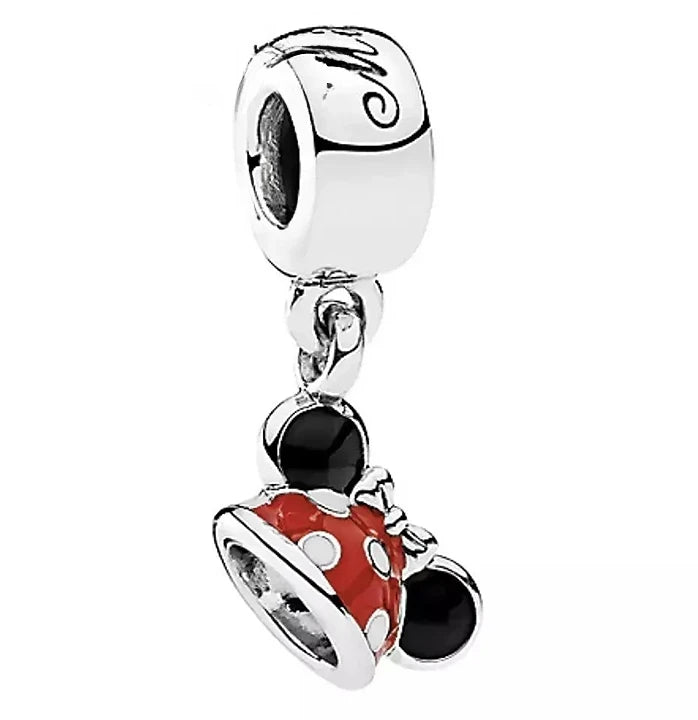 Disney Red Minnie Mouse Ear Hat Sterling Silver dangle Charm — Gift for Her | Pandora Compatible Charm Bracelet