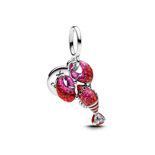 Lobster Dangle Charm Hallmarked S925 Sterling Silver