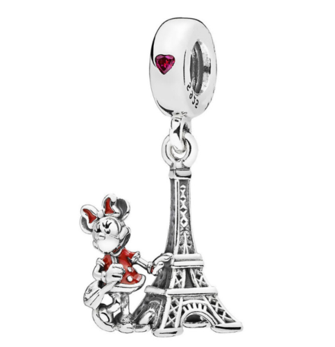 Minnie Eiffel Tower Dangle Charm Hallmarked S925 Sterling Silver