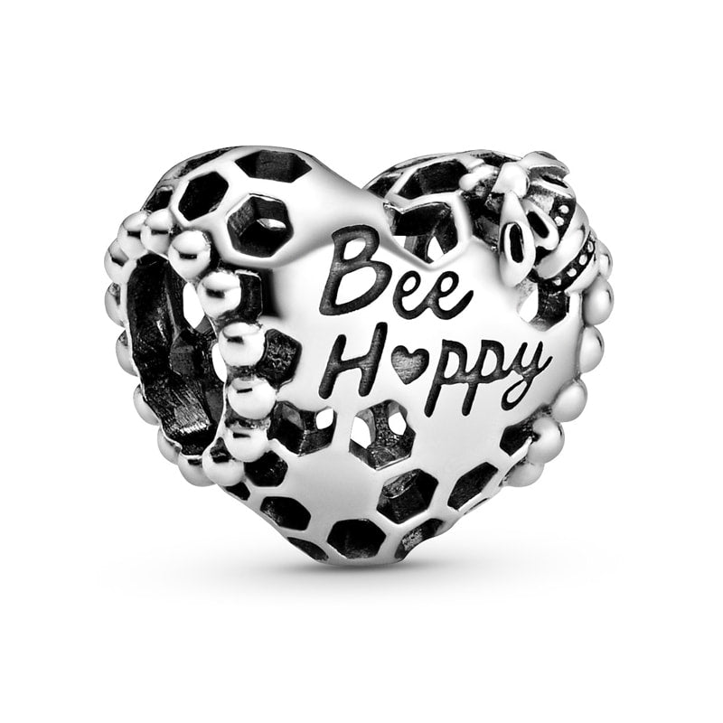 Be Happy Heart Charm Hallmarked S925 Sterling Silver