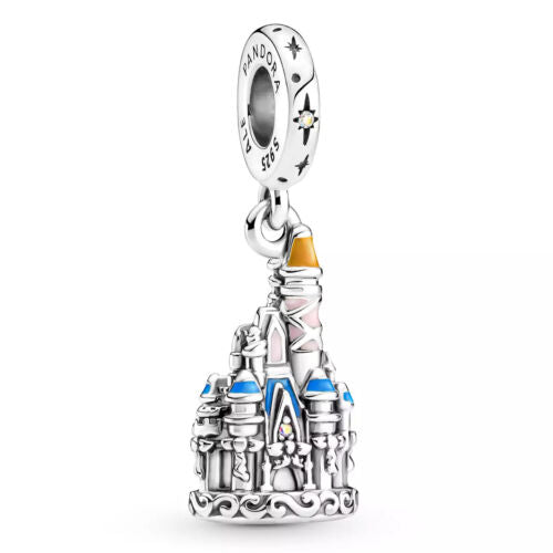 Cinderella Castle Dangle Charm Hallmarked S925 Sterling Silver